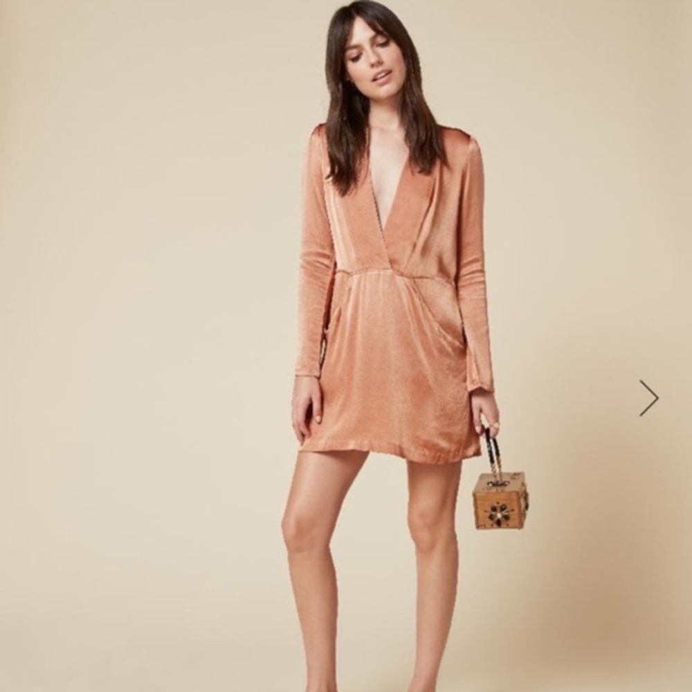 Hart Satin Reformation Long Sleeve Dress